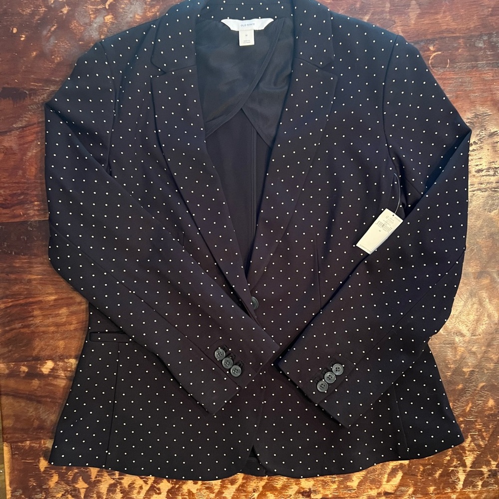 Old Navy Black polka dot blazer jacket size medium. NWT